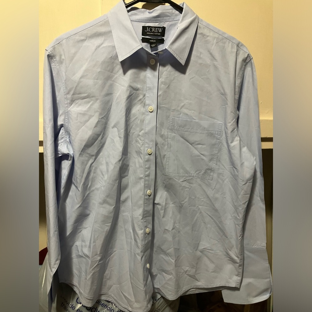 J Crew Dress Light Blue Organic Garçon Cotton Shirt Women’s Size 6